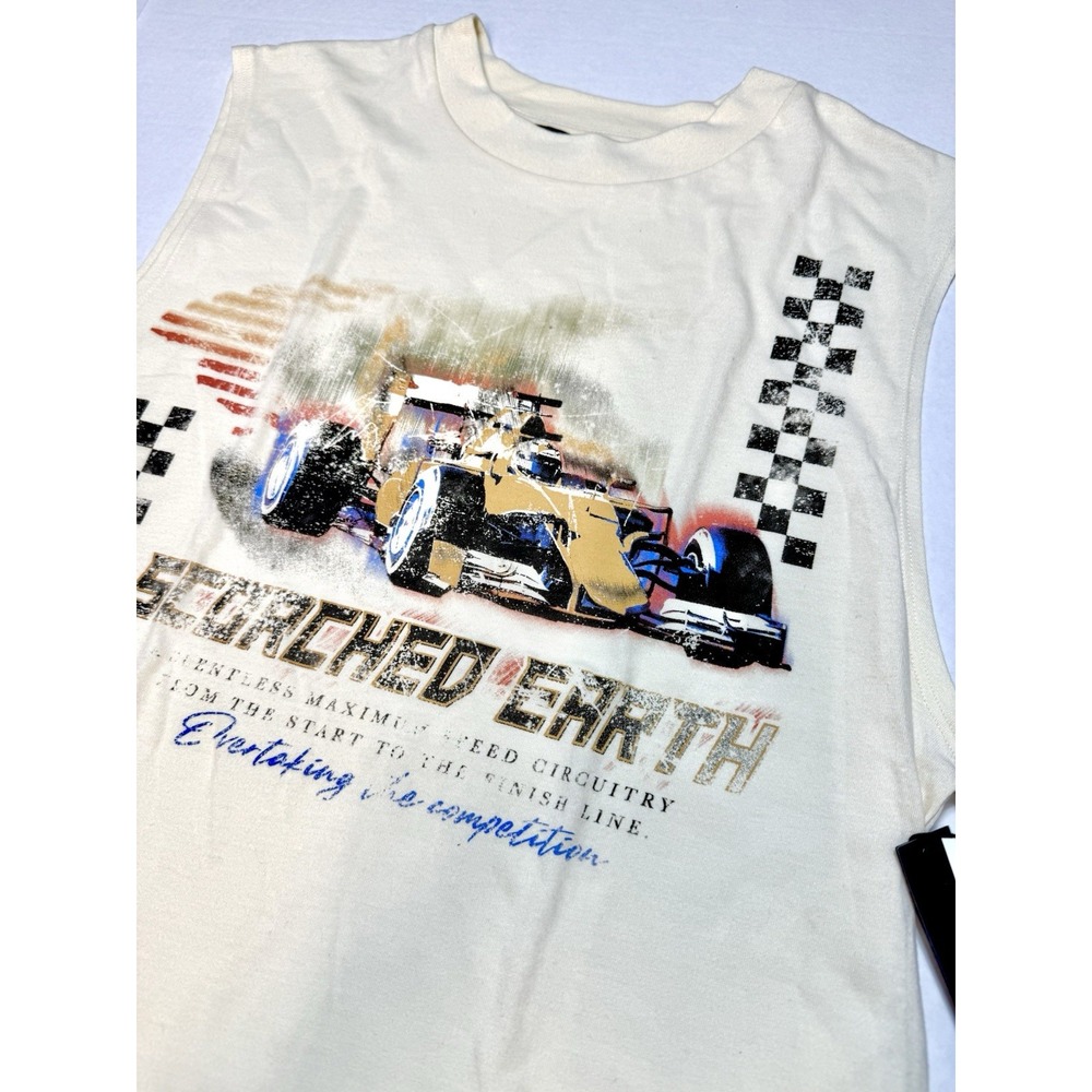 Men's Sleeves T-Shirt Vintage Race Car Graphic Punk Streetwear NWT